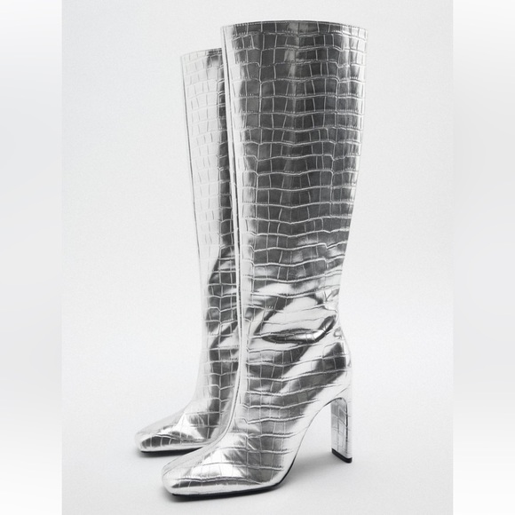 ZARA LAMINATED HEELED BOOTS - Picture 5 of 12